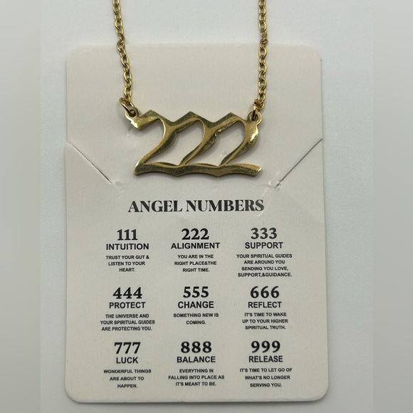 222 Angel Number Necklace Gold or Silver 18 inch length Stainless Steel‎ - Picture 3 of 10